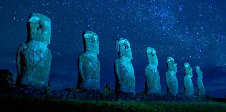 مجسمه های معروف موآی در جزیره ایستر شیلی