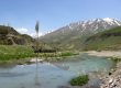 نمای کوهستان و تنگه پلور در جاده هراز