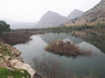 نمای پانوراما از تالاب شیمبار اندیکا خوزستان و کوهستان زردکوه